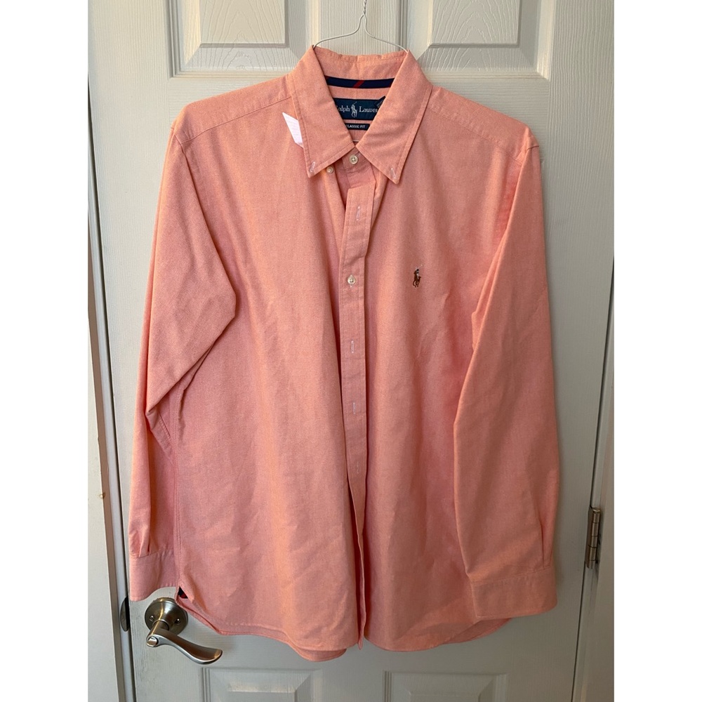 Men’s Classic Fit Ralph Lauren Button Down in Salmon